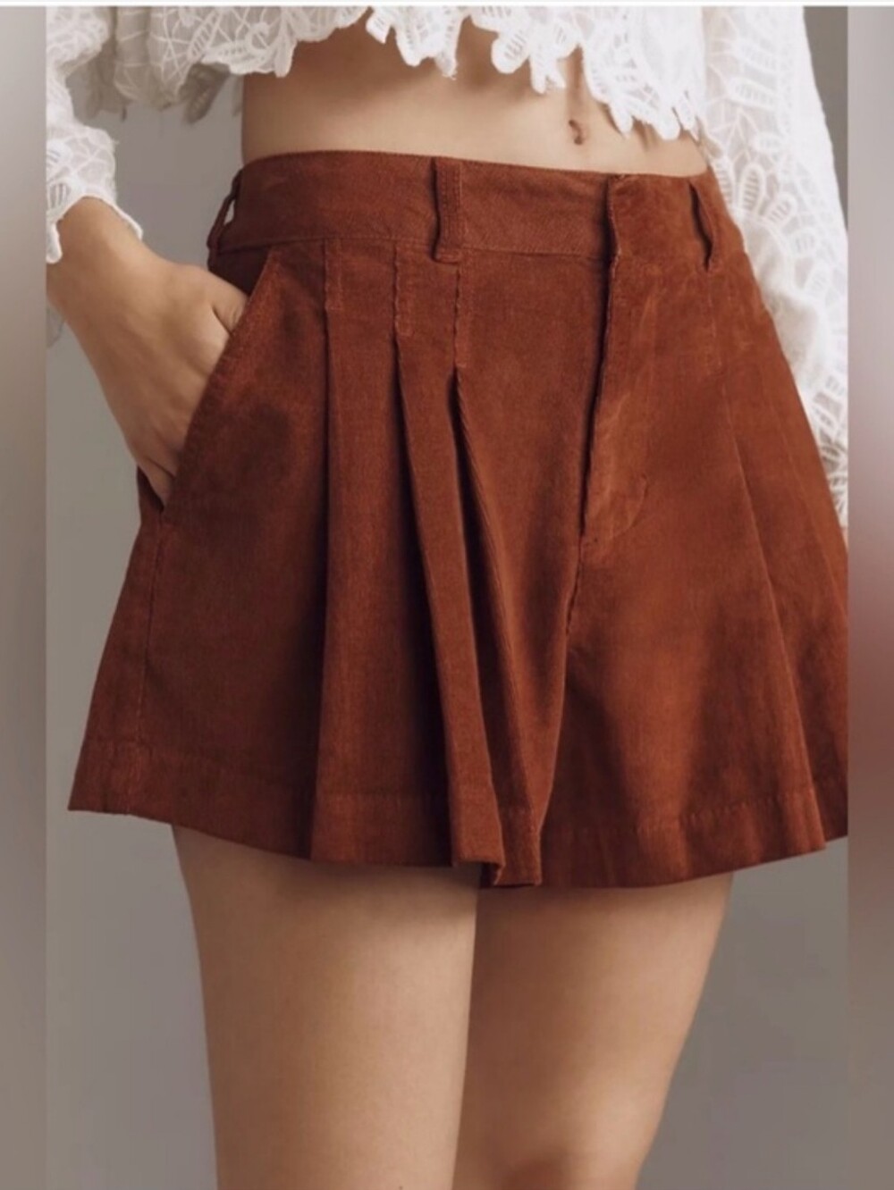 Pilcro Corduroy Pleated Skirty Shorts Sz 30 MSRP $108 NWT - Picture 3 of 10
